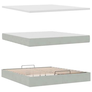 Ottoman-Bett mit Matratzen Hellgrau 160x200 cm Samt