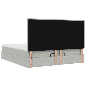 Ottoman-Bett mit Matratzen & LEDs Hellgrau 160x200 cm Samt