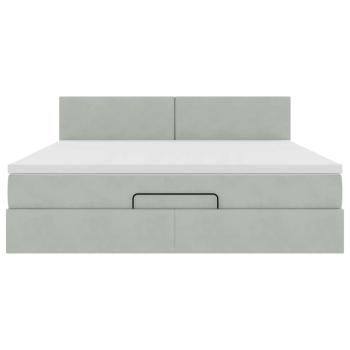Ottoman-Bett mit Matratze & LEDs Hellgrau 160x200 cm Samt