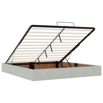 Ottoman-Bett mit Matratze & LEDs Hellgrau 160x200 cm Samt