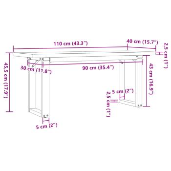 Couchtisch O-Gestell 110x40x45,5 cm Massivholz Kiefer Gusseisen