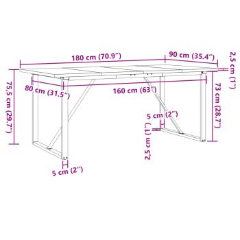 Esstisch O-Gestell 180x90x75,5 cm Massivholz Kiefer & Gusseisen