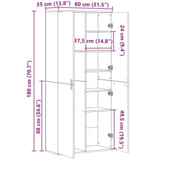 Highboard Grau Sonoma 80x35x180 cm Holzwerkstoff