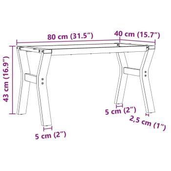 Couchtisch-Gestell in Y-Form 80x40x43 cm Gusseisen