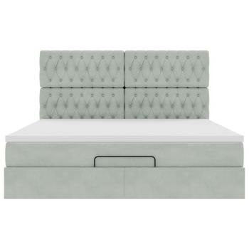 Ottoman-Bett mit Matratzen & LEDs Hellgrau 160x200 cm Samt