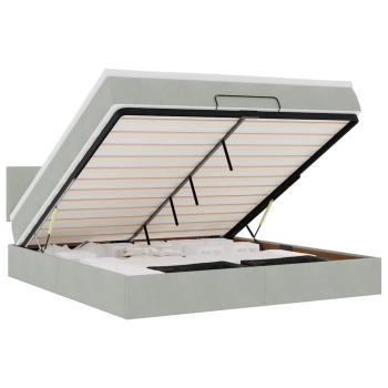 Ottoman-Bett mit Matratze Hellgrau 160x200 cm Samt