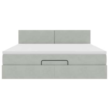 Ottoman-Bett mit Matratze Hellgrau 160x200 cm Samt
