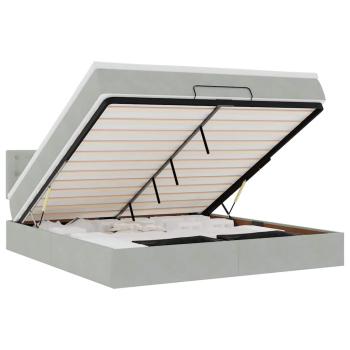 Ottoman-Bett mit Matratze Hellgrau 160x200 cm Samt