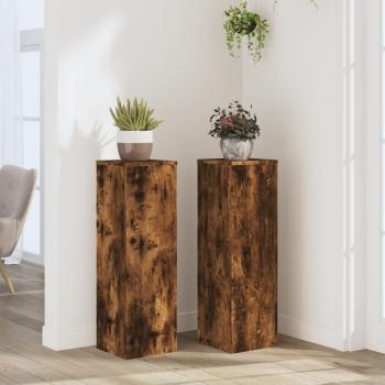 ARDEBO.de - Pflanzenständer 2 Stk. Räuchereiche 25x25x80 cm Holzwerkstoff