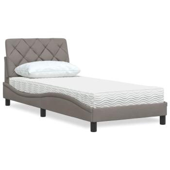 ARDEBO.de - Bett mit Matratze Taupe 90x190 cm Stoff