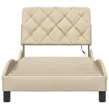 Bettgestell mit LED ohne Matratze Creme 90x200 cm Stoff