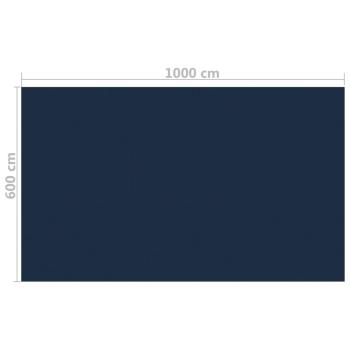 Treibende Pool-Solarplane PE 1000x600 cm Schwarz und Blau