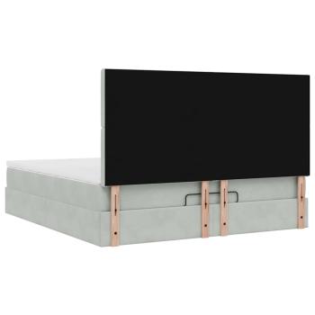 Ottoman-Bett mit Matratzen Hellgrau 160x200 cm Samt