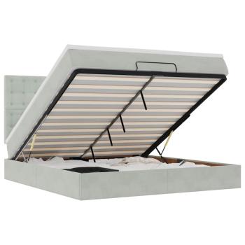 Ottoman-Bett mit Matratzen & LEDs Hellgrau 160x200 cm Samt