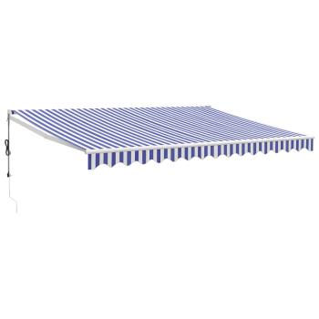 Elektrische Markise mit Kurbel Blau und Weiß 4x3 m