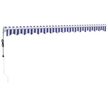 Elektrische Markise mit Kurbel Blau und Weiß 4x3 m