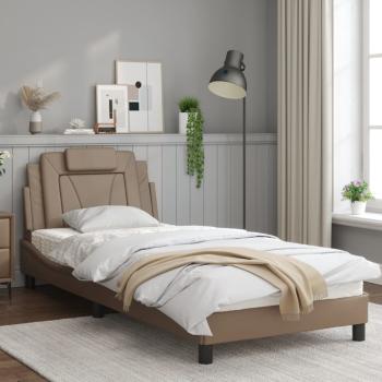 Bettgestell mit LED Cappuccino-Braun 90x190 cm Kunstleder