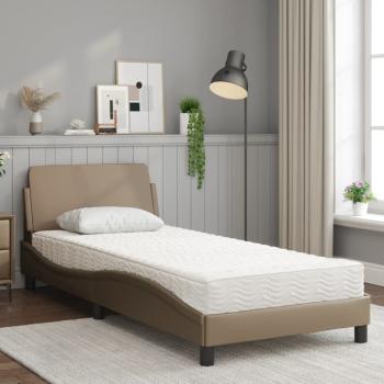 Bett mit Matratze Cappuccino-Braun 90x190 cm Kunstleder
