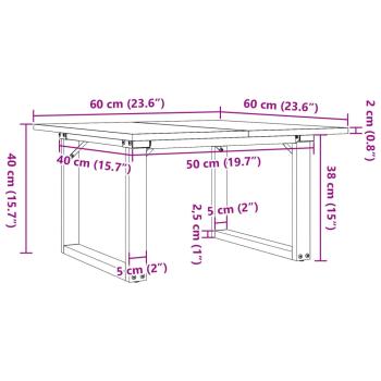 Couchtisch O-Gestell 60x60x40cm Massivholz Kiefer und Gusseisen