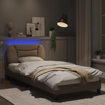 Bettgestell mit LED Cappuccino-Braun 90x190 cm Kunstleder
