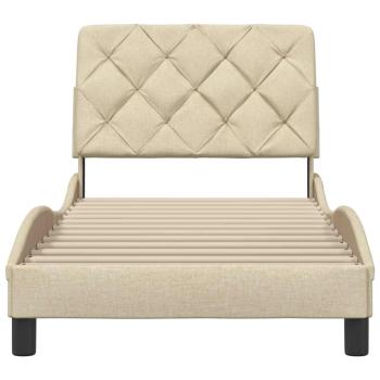 Bettgestell ohne Matratze Creme 90x190 cm Stoff