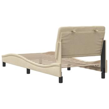 Bettgestell ohne Matratze Creme 90x190 cm Stoff