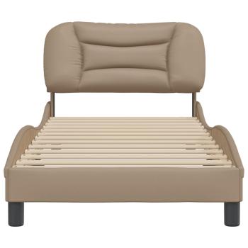 Bettgestell mit Kopfteil Cappuccino-Braun 90x190 cm Kunstleder