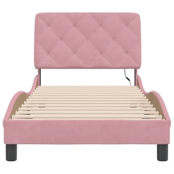 Bettgestell mit LED-Leuchten Rosa 80x200 cm Samt