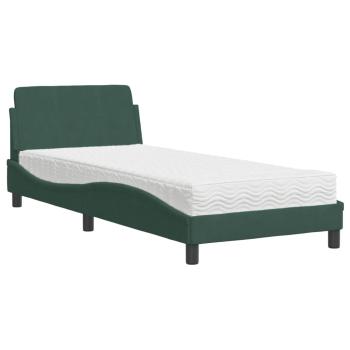 Bett mit Matratze Dunkelgrün 80x200 cm Samt