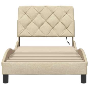 Bettgestell mit LED ohne Matratze Creme 90x190 cm Stoff