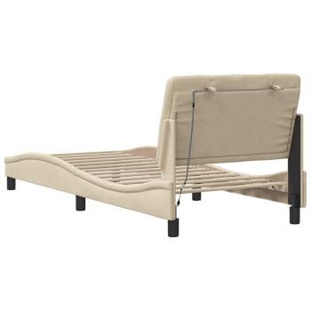 Bettgestell mit LED ohne Matratze Creme 90x190 cm Stoff