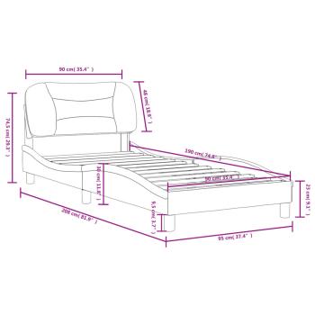 Bettgestell ohne Matratze Creme 90x190 cm Stoff