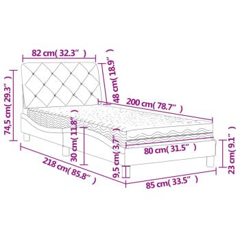 Bett mit Matratze Rosa 80x200 cm Samt