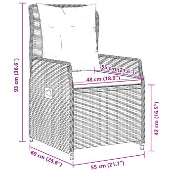 ARDEBO.de - 5-tlg. Garten-Essgruppe mit Kissen Grau Poly Rattan