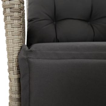 5-tlg. Garten-Essgruppe mit Kissen Hellgrau Poly Rattan