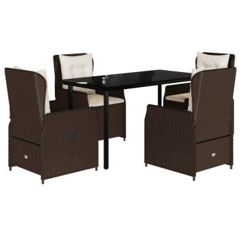5-tlg. Garten-Essgruppe mit Kissen Braun Poly Rattan