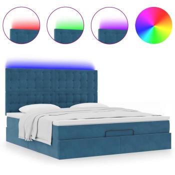 Ottoman-Bett mit Matratzen & LEDs Dunkelblau 160x200 cm Samt