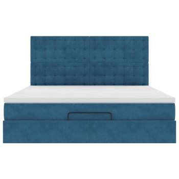 Ottoman-Bett mit Matratzen & LEDs Dunkelblau 160x200 cm Samt