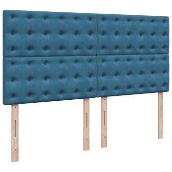 Ottoman-Bett mit Matratzen & LEDs Dunkelblau 160x200 cm Samt