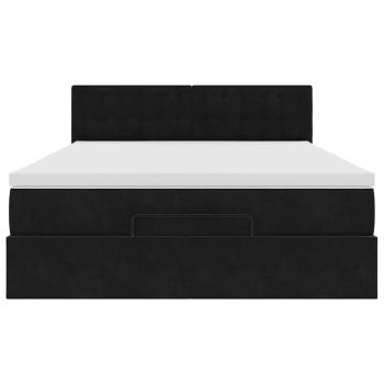 Ottoman-Bett mit Matratze Schwarz 140x200 cm Samt