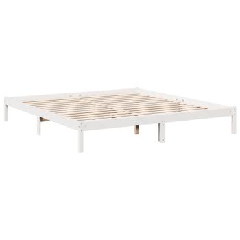 Massivholzbett Extra Lang ohne Matratze Weiß 200x220 Kieferholz