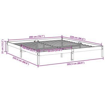 Massivholzbett Extra Lang ohne Matratze Weiß 200x220 Kieferholz