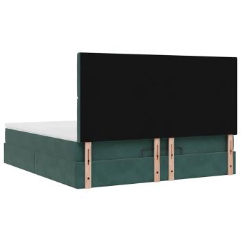 Ottoman-Bett mit Matratzen & LEDs Dunkelgrün 160x200 cm Samt