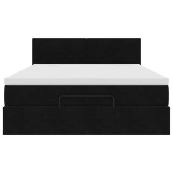 Ottoman-Bett mit Matratze Schwarz 140x200 cm Samt