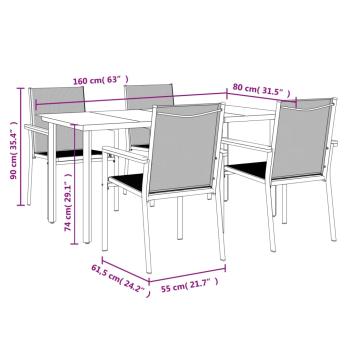5-tlg. Garten-Essgruppe Schwarz Textilene und Stahl