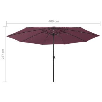 Sonnenschirm mit LED-Beleuchtung 400 cm Bordeaux