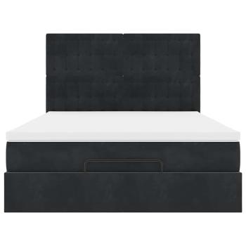 Ottoman-Bett mit Matratzen & LEDs Schwarz 140x200 cm Samt