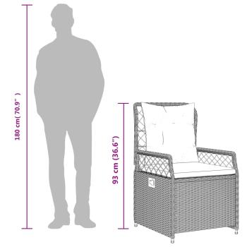5-tlg. Garten-Essgruppe mit Kissen Braun Poly Rattan