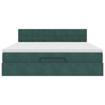 Ottoman-Bett mit Matratze Dunkelgrün 160x200 cm Samt