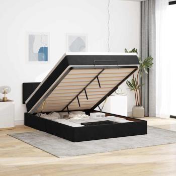 ARDEBO.de - Ottoman-Bett mit Matratze & LEDs Schwarz 140x200 cm Samt